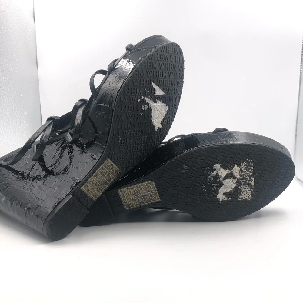 White House Black Market Black Patent Sandals 9.5M